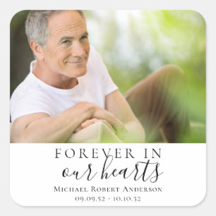 Forever in ons hart Foto Sympathie Memorial Vierkante Sticker