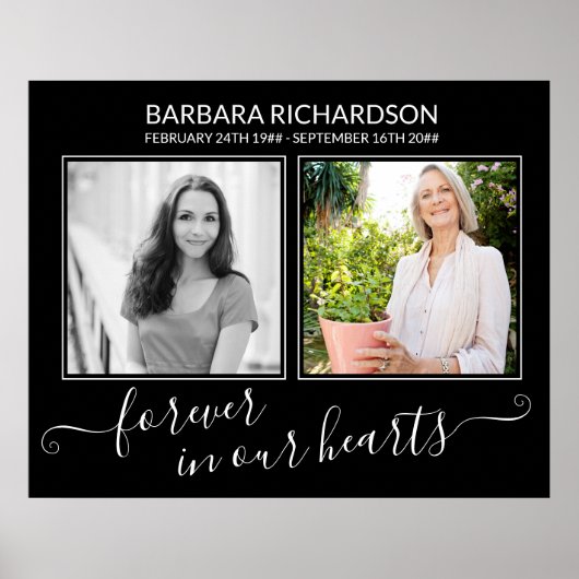 Forever in ons hart Foto van Elegant Script Funera Poster (Voorkant)
