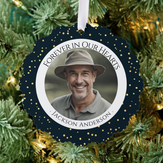 Forever in ons hart Fotoherinnering Ornament Kaart (Insitu (Drie))