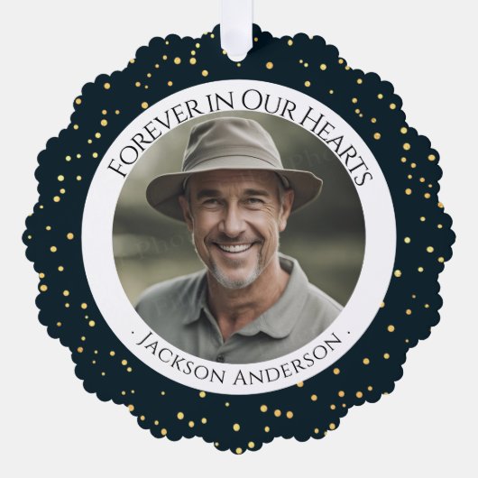 Forever in ons hart Fotoherinnering Ornament Kaart (Voorkant)