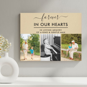 Forever in ons hart Geheugen houden 3 Fotobeige Canvas Afdruk