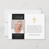 Forever in ons hart Gold Cross Foto Sympathie Bedankkaart (Voorkant)