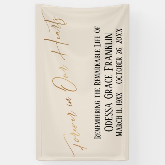 Forever in ons hart Gold Handschrift op Cream Spandoek (Verticaal)