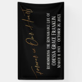 Forever in ons hart Gold Handschrift op zwart Spandoek (Verticaal)