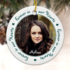 Forever in ons hart Groene Foto Memorials Keramisch Ornament