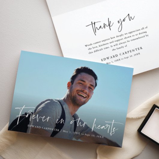 Forever in ons hart Herdenking van de begrafenis Bedankkaart