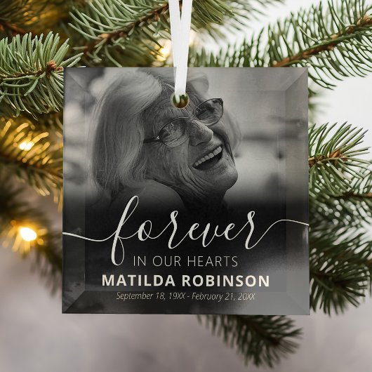 Forever in ons hart Memorial Foto Glass Ormenanmen Glas Ornament