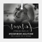 Forever in ons hart Memorial Foto Glass Ormenanmen Glas Ornament (Achterkant)