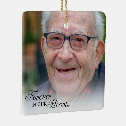Forever in ons hart Memorial Foto Keramisch Ornament (Rechts)