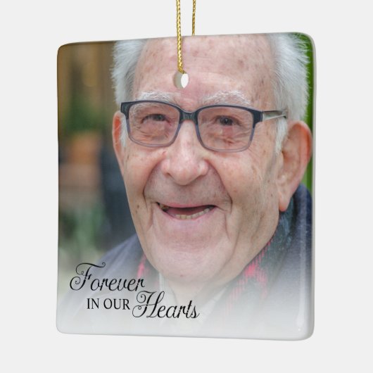 Forever in ons hart Memorial Foto Keramisch Ornament (Links)