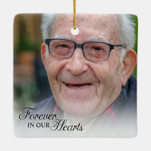 Forever in ons hart Memorial Foto Keramisch Ornament (Achterkant)