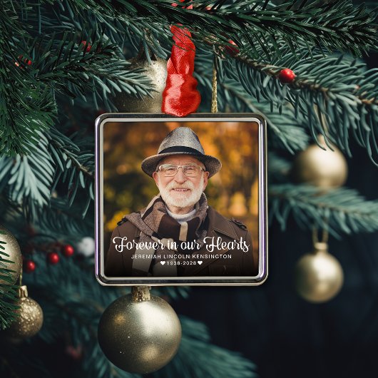 Forever in ons hart Memorial Foto Metalen Ornament