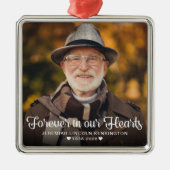 Forever in ons hart Memorial Foto Metalen Ornament (Voorkant)