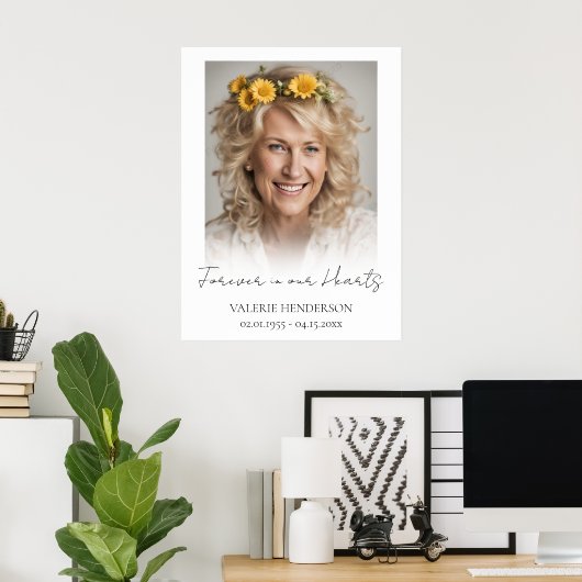 Forever in ons hart Memorial Foto Poster (Thuiskantoor)