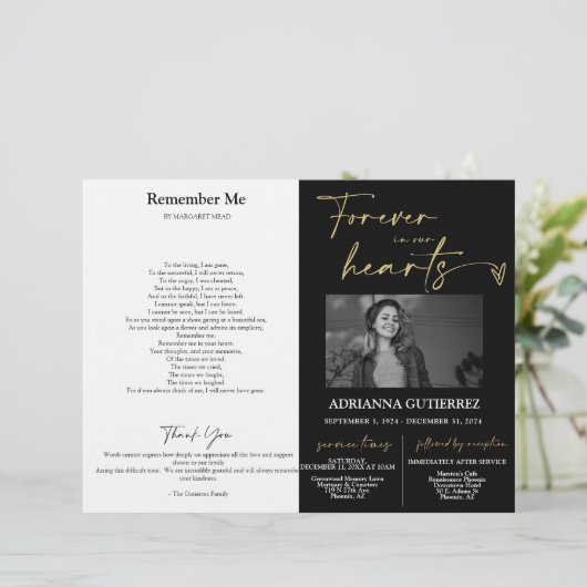 Forever in ons hart Memorial Foto-programma (Staand voorkant)