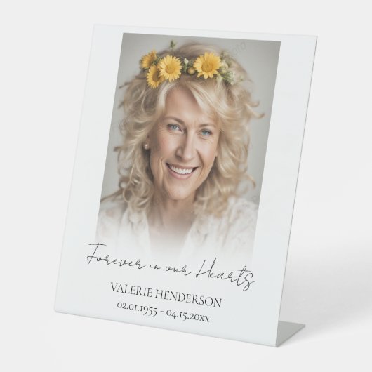 Forever in ons hart Memorial Foto Reclamebord Met Voetstuk (Voorkant)