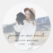 Forever in ons hart Memorial Foto Ronde Sticker (Voorkant)