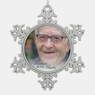 Forever in ons hart Memorial Foto Tin Sneeuwvlok Ornament