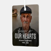 Forever in ons hart Memorial Fotokerstmis Metalen Ornament (Voorkant links)