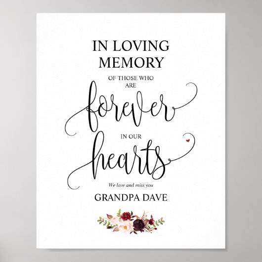 Forever in ons hart Memorial Sign v10 Poster (Voorkant)