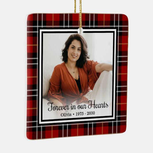 Forever in ons hart Rood geplaveid herdenkingskera Keramisch Ornament (Rechts)