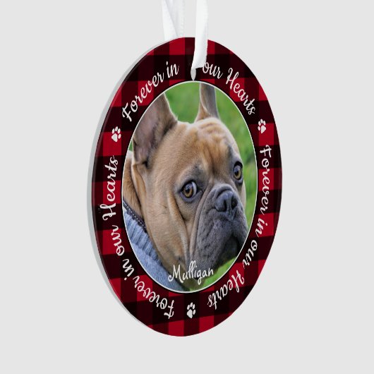 Forever in ons hart Rood Pset Dog Memorial Ornament (voorkant)