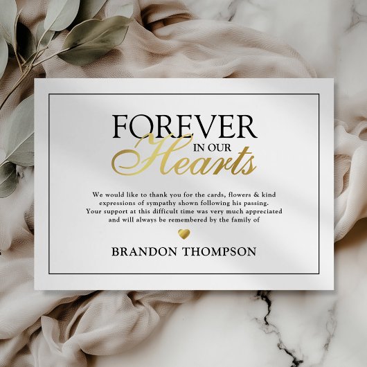 Forever in ons hart Schrift Hartelijk dank Bedankkaart
