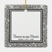 Forever in ons hart Zilver Glitter Dog Memorial Keramisch Ornament (Achterkant)