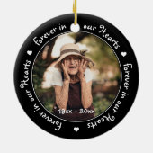 Forever in ons hart Zwarte Fotoherinneringen Keramisch Ornament (Achterkant)