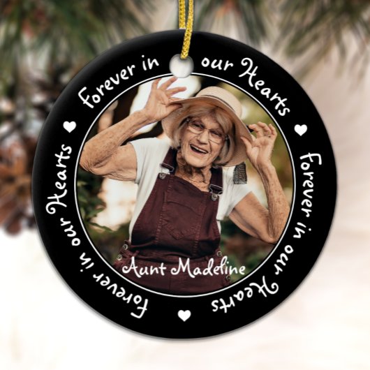 Forever in ons hart Zwarte Fotoherinneringen Keramisch Ornament