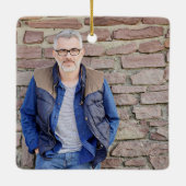 Forever in ons harten Herdenkingsherinnering Foto Keramisch Ornament (Achterkant)