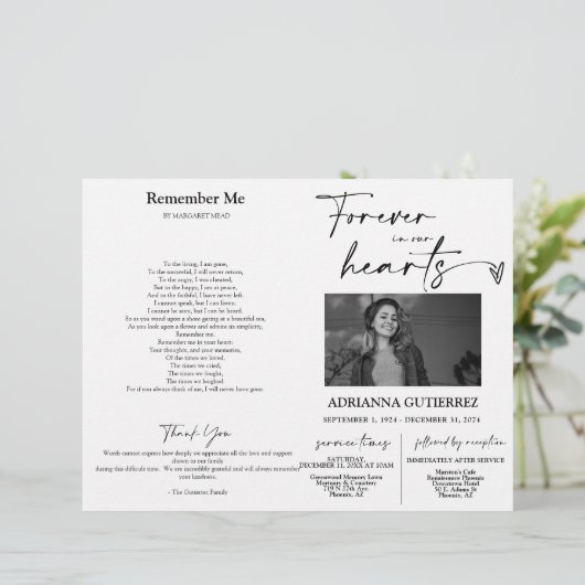 Forever in ons programma Memorial Foto's (Staand voorkant)