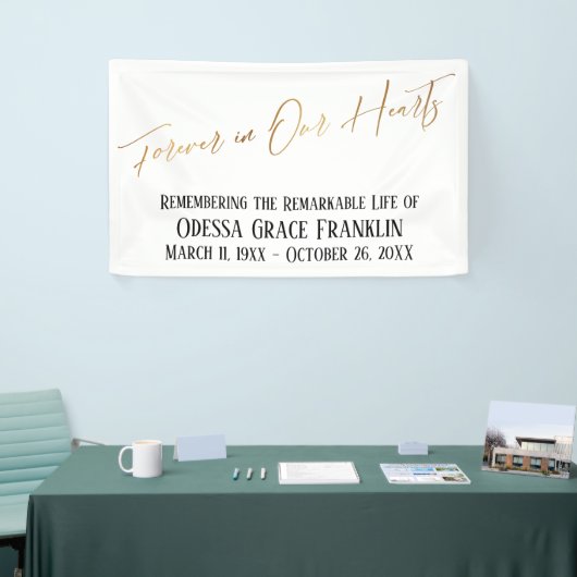 Forever in onze harten Gold Handwriting Typografie Spandoek (Beurs)