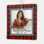 Forever In Onze Hartend Rode Plaid Memorial Kerami Keramisch Ornament (Links)