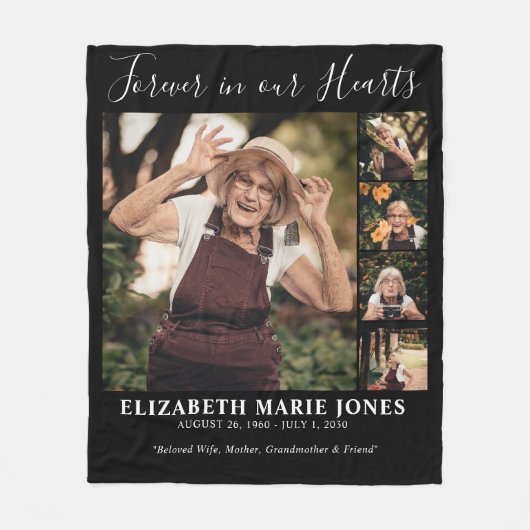 FOREVER IN ONZE HARTS-gedicht Foto Memorial Fleece Deken (Voorkant)