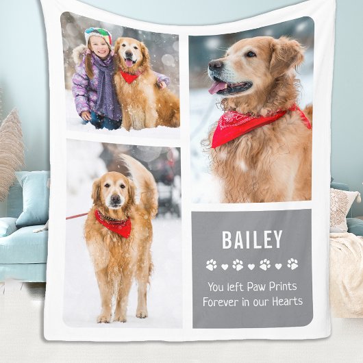 Forever in onze Hearts Pet Memorial Foto Collage Fleece Deken