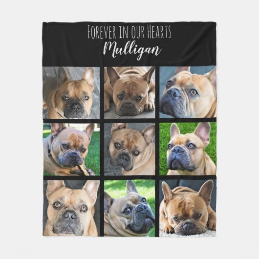 Forever in onze Hearts Pet Memorial Foto Collage Fleece Deken (Voorkant)