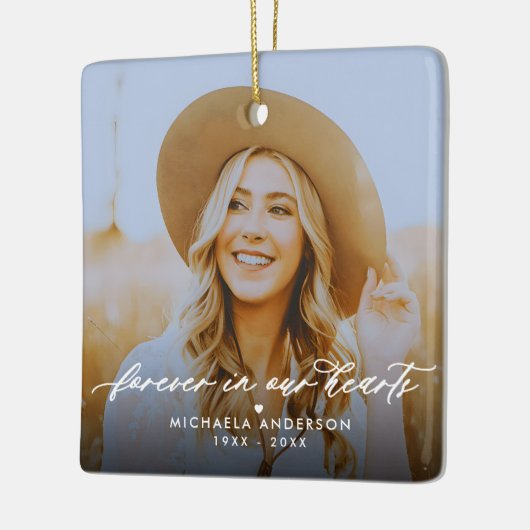 Forever In Our Hearts 2-Foto Memorial Keramisch Ornament (Links)