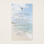 Forever in Our Hearts Beach Memorial Prayer Cards Visitekaartje (Achterkant)