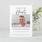 Forever in Our Hearts Black White Memorial Funeral Bedankkaart (Staand voorkant)
