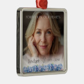 Forever In Our Hearts Blue Hydrangea Remembrance Metalen Ornament (Rechts)