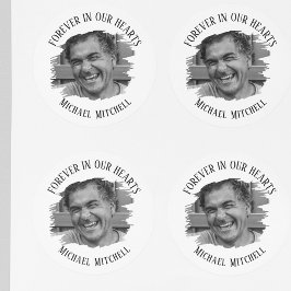 Forever In Our Hearts Brushed Photo Funeral Ronde Sticker