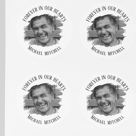 Forever In Our Hearts Brushed Photo Funeral Ronde Sticker