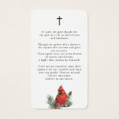 Forever in Our Hearts Cardinal Prayer Cards Visitekaartje (Achterkant)
