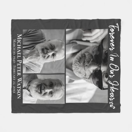 Forever in our Hearts Dad Grandpa Memorial Fleece Deken (Voorkant (Horizontaal))