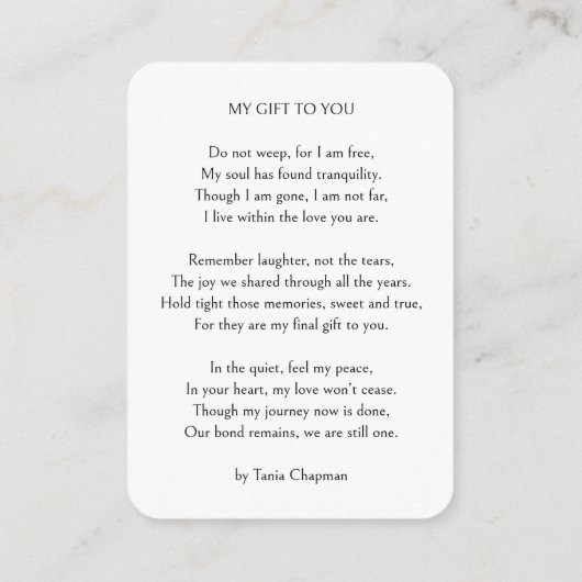 Forever in Our Hearts Foto Memorial Handout Kaart (Achterkant)