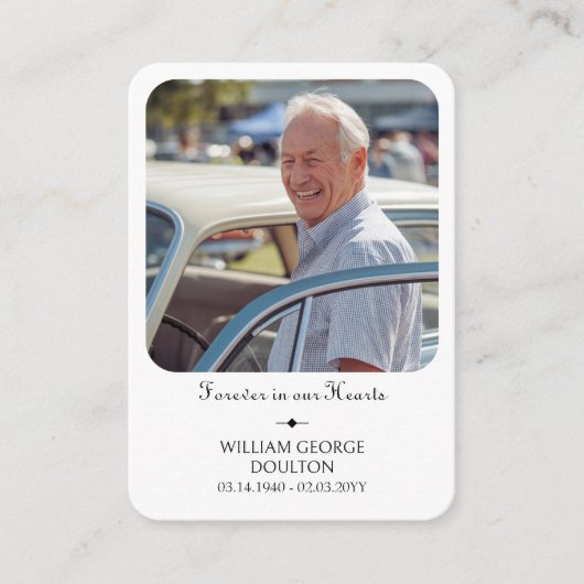 Forever in Our Hearts Foto Memorial Handout Kaart (Voorkant)