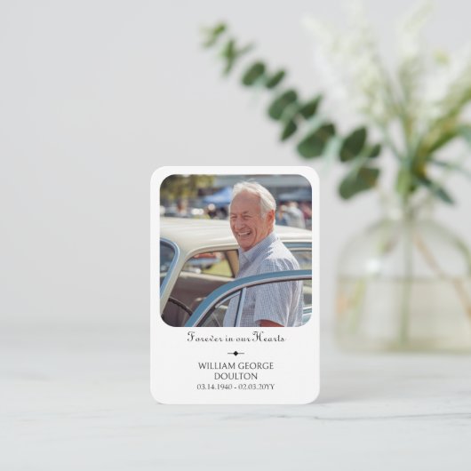 Forever in Our Hearts Foto Memorial Handout Kaart (Staand voorkant)