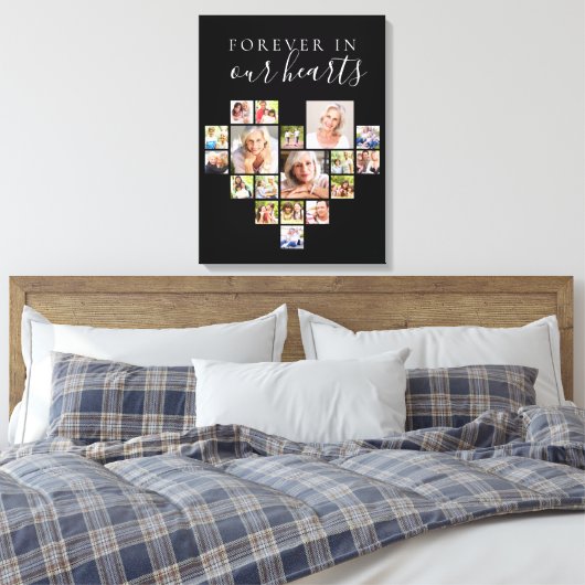 Forever in Our Hearts Fotocollage Zwart Canvas Afdruk (Insitu (Slaapkamer))
