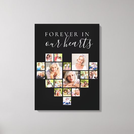 Forever in Our Hearts Fotocollage Zwart Canvas Afdruk (Voorkant)